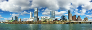 View of downtown Austin from South of Lady Bird Lake. Image is on home page of Crosswind PR